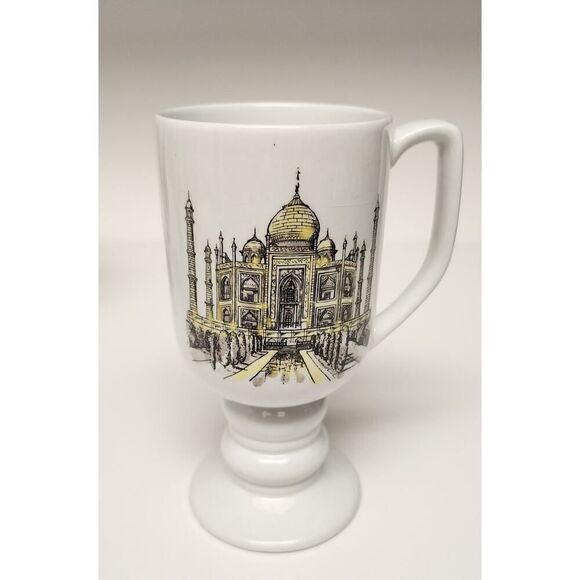 Kaysons International Pedestal Coffee Mugs Lot Of 4 Vtg 1965 Historical Landmark - Picture 3 of 12